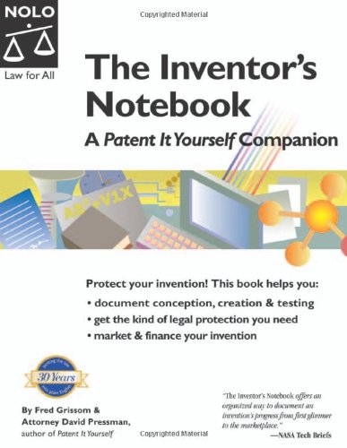 Beispielbild fr The Inventor's Notebook : A Patent it Yourself Companion zum Verkauf von Better World Books