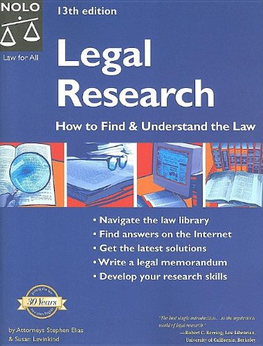 Imagen de archivo de Legal Research : How to Find and Understand the Law a la venta por Better World Books