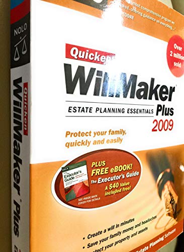 Imagen de archivo de Quicken Willmaker Plus 2009 Edition: Estate Planning Essentials (Book with Software) a la venta por Idaho Youth Ranch Books