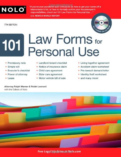 Beispielbild fr 101 Law Forms for Personal Use zum Verkauf von Better World Books