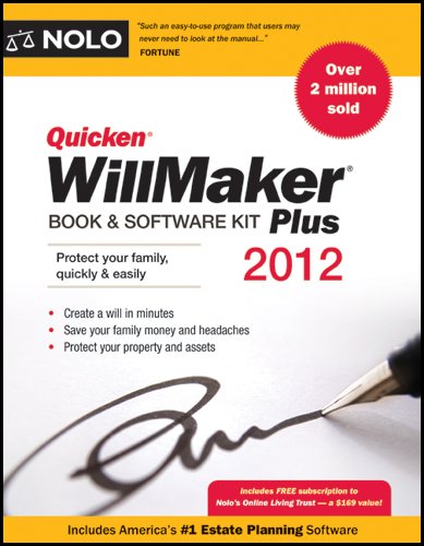 Stock image for Quicken Willmaker Plus 2012 Edition : Book and Software Kit for sale by Better World Books