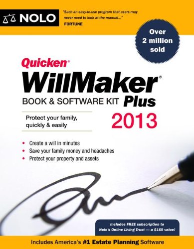 Stock image for Quicken WillMaker Plus 2013 Edition: Book Software Kit for sale by Books of the Smoky Mountains
