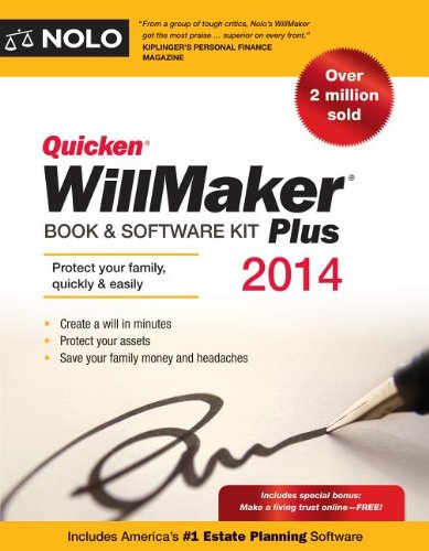 Imagen de archivo de Quicken WillMaker Plus 2014 Edition: Book & Software Kit a la venta por SecondSale