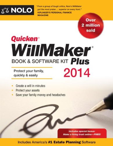 Stock image for Quicken WillMaker Plus 2014 Edition: Book Software Kit for sale by Books of the Smoky Mountains