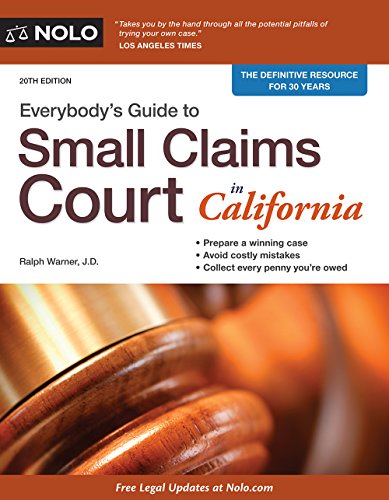 Beispielbild fr Everybody's Guide to Small Claims Court in California zum Verkauf von Better World Books: West