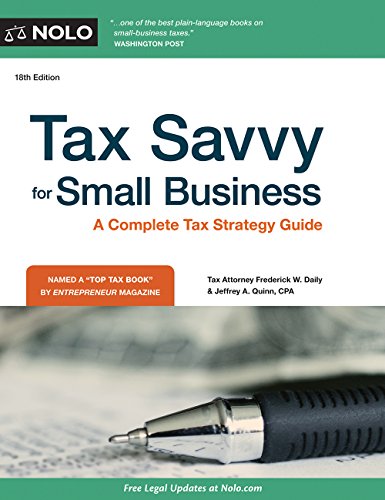 Beispielbild fr Tax Savvy for Small Business zum Verkauf von Better World Books: West