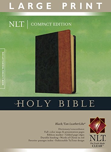 Beispielbild fr Compact Edition Bible NLT, Large Print, TuTone (Red Letter, LeatherLike, Black/Tan) zum Verkauf von Byrd Books