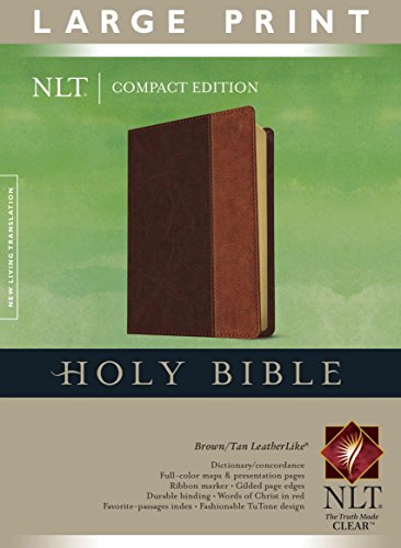 Beispielbild fr Compact Edition Bible NLT, Large Print, TuTone (Red Letter, LeatherLike, Brown/Tan) zum Verkauf von SecondSale
