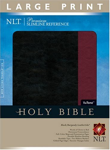 9781414313979: Holy Bible: New Living Translation, Black/Burgundy, Leatherlike, Premium Slimline Reference Edition