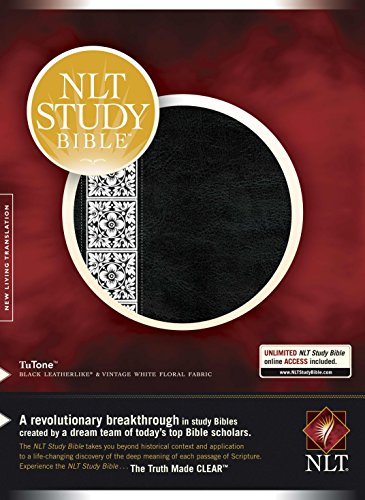 9781414324555: NLT Study Bible: New Living Translation, Black/Vintage White Floral, Tutone, Leatherlike