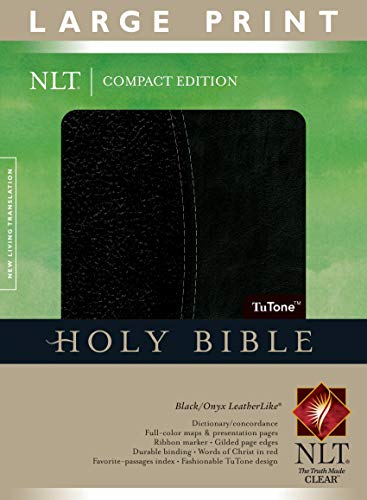 9781414334240: Holy Bible: New Living Translation, Black/onyx, Tutone, Leatherlike, Large Print Compact Bible