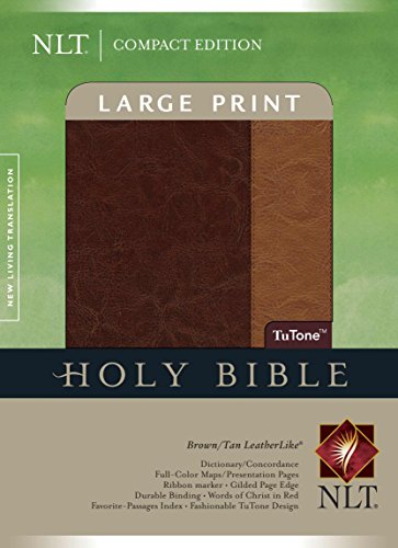 Beispielbild fr Compact Edition Bible NLT, Large Print, TuTone (Red Letter, LeatherLike, Brown/Tan, Indexed) zum Verkauf von ZBK Books