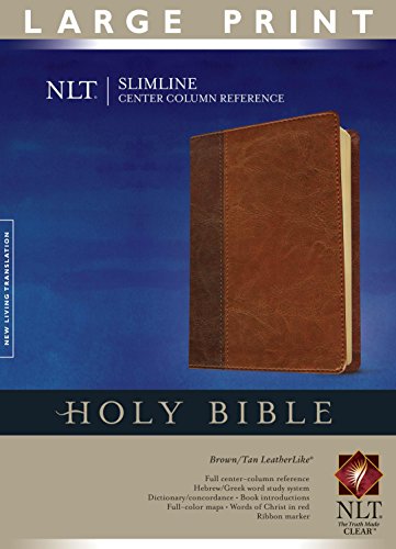 9781414338491: Holy Bible: New Living Translation Brown / Tan TuTone Leather Like Slimline Center Column Reference