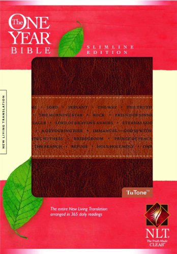 9781414338637: The One Year Bible NLT, Slimline Edition, TuTone (LeatherLike, Brown/Tan)
