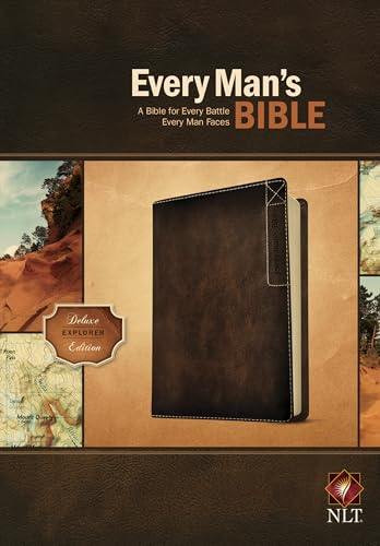 Stock image for Every Man's Bible: New Living Translation, Deluxe Explorer Edition (LeatherLike, Brown) ? Study Bible for Men with Study Notes, Book Introductions, and 44 Charts for sale by kelseyskorner