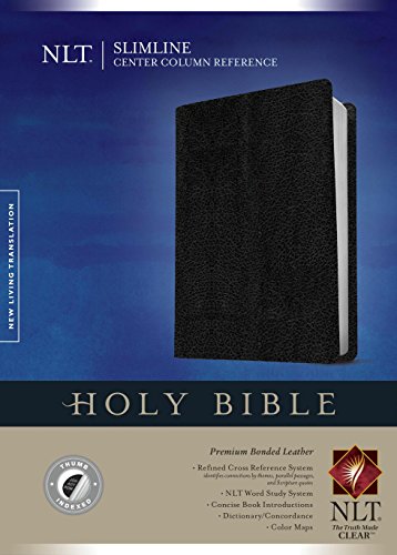 9781414391106: Holy Bible: New Living Translation, Black Premium Bonded Slimline Center Column Reference