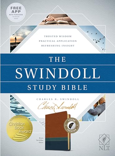 Imagen de archivo de Tyndale NLT The Swindoll Study Bible, TuTone (LeatherLike, Brown/Teal/Blue, Indexed) " New Living Translation Study Bible by Charles Swindoll, Includes Study Notes, Book Introductions and More! a la venta por Big Bill's Books