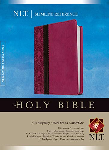 Stock image for Slimline Reference Bible NLT, TuTone (Red Letter, LeatherLike, Rich Raspberry/Brown/Dark Brown) for sale by SecondSale