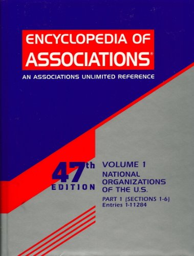 Stock image for ENCYCLOPEDIA OF ASSOCIATIONS - VOLUME 1, PART 1 for sale by Neil Shillington: Bookdealer/Booksearch