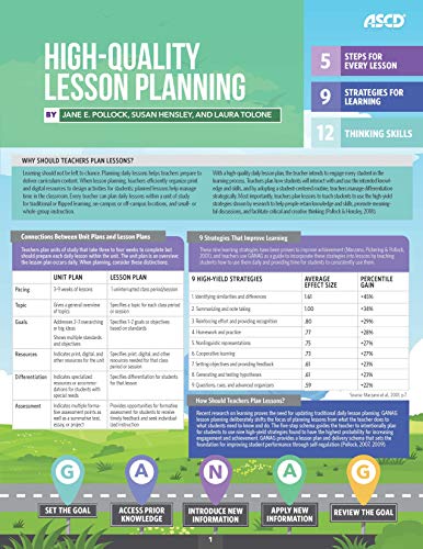 Stock image for High-Quality Lesson Planning (Quick Reference Guide 25-Pack) for sale by Buchpark