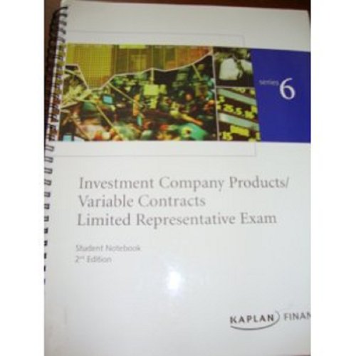 Stock image for Series 6 Investment Company/Variable Contracts Limited Representative Exam: License Exam Manual (Investment Company Products/Variable Contracts Limited Representativ) for sale by Ergodebooks