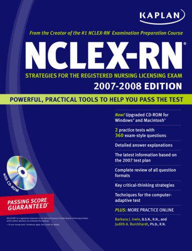 Stock image for Kaplan NCLEX-RN Exam 2007-2008 (with CD-ROM): Strategies for the Registered Nursing Licensing Exam for sale by HPB-Red