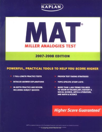 Imagen de archivo de Kaplan MAT, 2007-2008 Edition: Miller Analogies Test a la venta por SecondSale