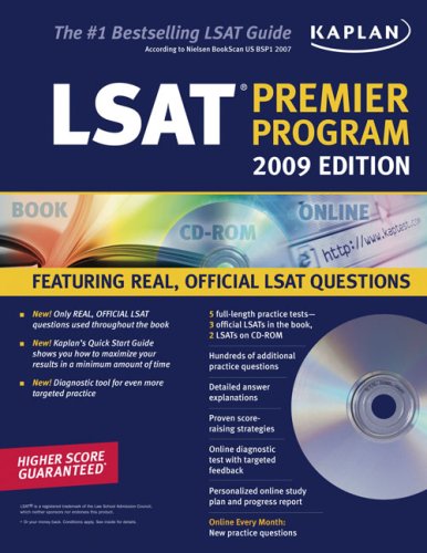 Beispielbild fr Kaplan LSAT 2009 Premier Program (w/ CD-ROM) (KAPLAN LSAT (BOOK & CD-ROM)) zum Verkauf von HPB Inc.