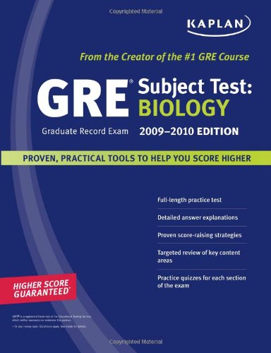 9781419552182: Kaplan GRE Exam Subject Test: Biology 2009-2010 Edition (Kaplan Gre Biology)