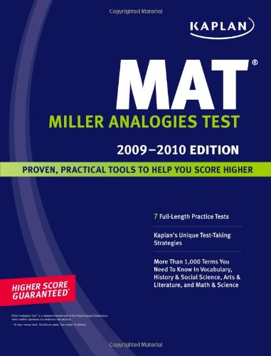 Stock image for MAT; Miller Analogies Test; 2009-2010 Edition; Proven, Practical Tools to help you Score Higher for sale by a2zbooks