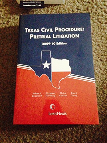 Beispielbild fr Texas Civil Procedure: Pretrial Litigation (2009-10 Edition) zum Verkauf von BookHolders