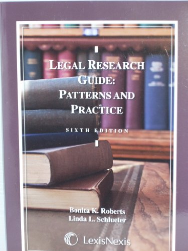 Beispielbild fr Legal Research Guide : Patterns and Practice zum Verkauf von Better World Books