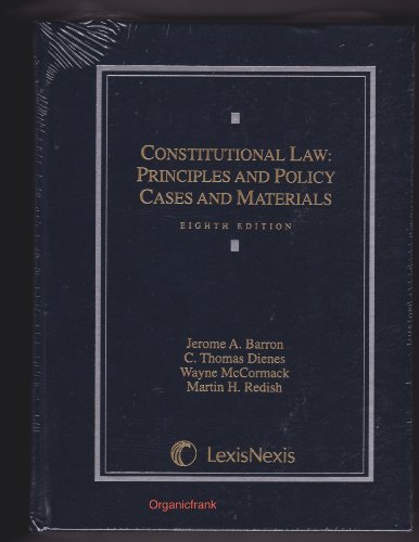 Beispielbild fr Constitutional Law: Principles and Policy, Cases and Materials Eighth Edition zum Verkauf von HPB-Red