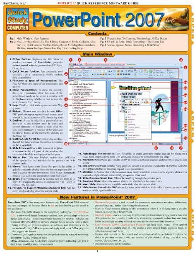Beispielbild fr Quickstudy PowerPoint 2007: Quick Reference Software Guide zum Verkauf von Goodwill of Colorado