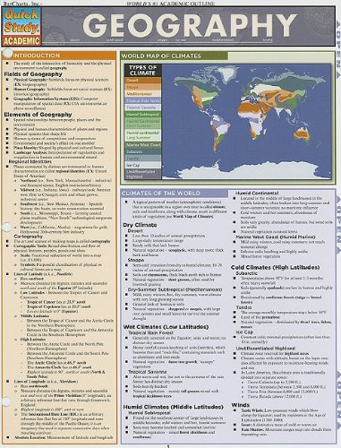 Imagen de archivo de Geography (Quickstudy: Academic) a la venta por BookHolders