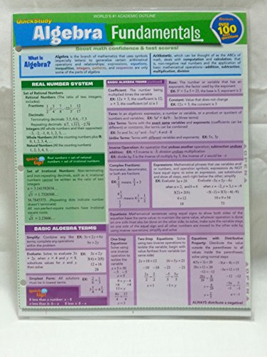 Imagen de archivo de Quick Study Laminated Reference Guide - Algebra Fundamentals a la venta por HPB-Diamond