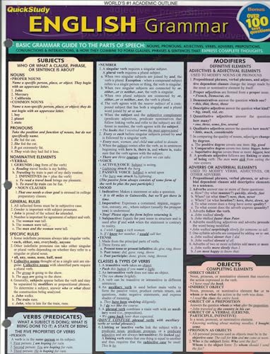 Beispielbild fr Quick Study ENGLISH Grammar Basic Grammar Guide To The Parts of Speech by BarCharts, Inc., zum Verkauf von Wonder Book