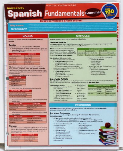 Imagen de archivo de Quick Study Laminated Reference Guide - Spanish Fundamentals a la venta por Wonder Book