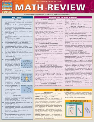 9781423218715: Math Review (Quick Study: Academic)
