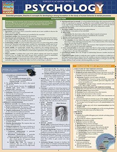 Beispielbild fr Psychology : A QuickStudy Laminated Reference Guide zum Verkauf von Better World Books