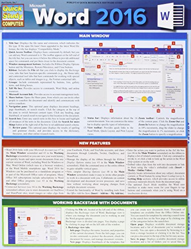 Stock image for Microsoft Word 2016 (Quick Study Computer) for sale by Half Price Books Inc.