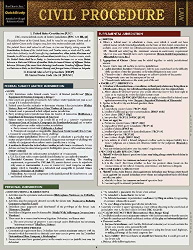 Stock image for Civil Procedure QuickStudy Laminated Reference Guide (QuickStudy Law) for sale by BooksRun