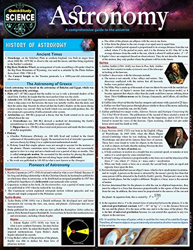 Beispielbild fr Astronomy: Quickstudy Laminated Reference Guide to Space, Our Solar System, Planets and the Stars (Quick Study Science) zum Verkauf von HPB-Emerald