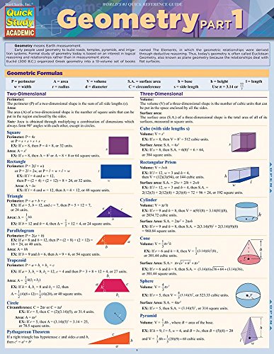 Beispielbild fr Geometry Part 1: Quickstudy Laminated Reference Guide (Quick Study Academic) zum Verkauf von GF Books, Inc.