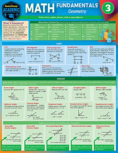 Beispielbild fr Geometry: A Quickstudy Laminated Reference Guide (Math Fundamentals, 3) zum Verkauf von Lakeside Books