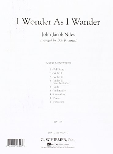 Imagen de archivo de I WONDER AS I WANDER - FULL SCORE Format: Paperback a la venta por INDOO