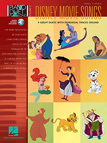 Imagen de archivo de Disney Movie Songs Vol.12 1 Piano 4 Hands Piano Duet Play-Along BK/CD (Piano Duet Play-Along (Hal Leonard)) a la venta por Ergodebooks