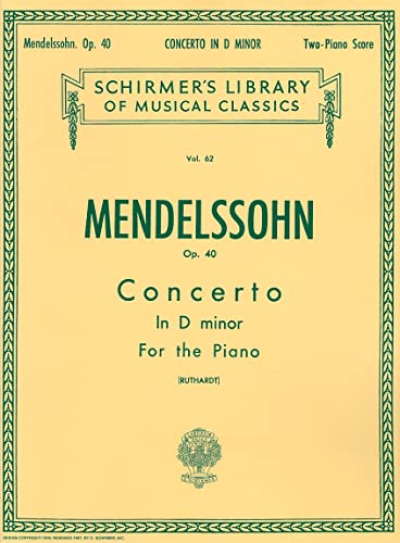 

Concerto No. 2 in D Minor, Op. 40: Schirmer Library of Classics Volume 62 Piano Duet (Schirmer's Library of Musical Classics) [Soft Cover ]