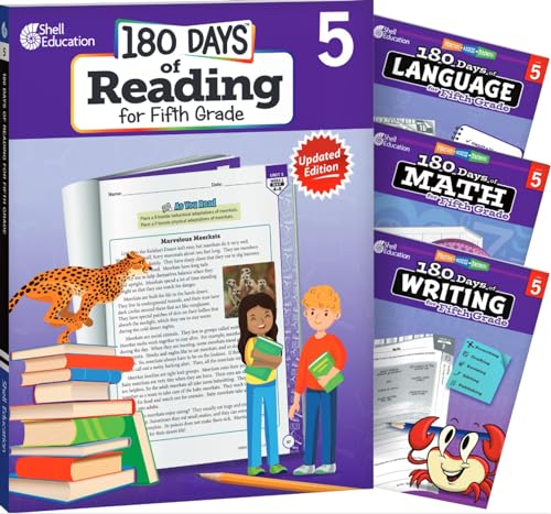 Stock image for 180 Days of Practice - 5th Grade Workbook Set - Includes 4 Assorted Fifth Grade Workbooks for Daily Practice in Reading, Math, Writing, and Grammar Skills for sale by Books Unplugged