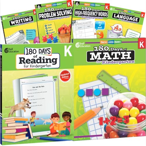 9781425828042: 180 Days(tm) Reading, High-Frequency Words, Math, Problem Solving, Writing, & Language for Grade K: 6-Book Set: Practice, Assess, Diagnose (180 Days of Practice)
